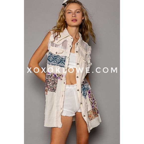 POL Dresses & Skirts - POL Double Gauze Patchwork Sleeveless Vest Dress Relaxed Fit